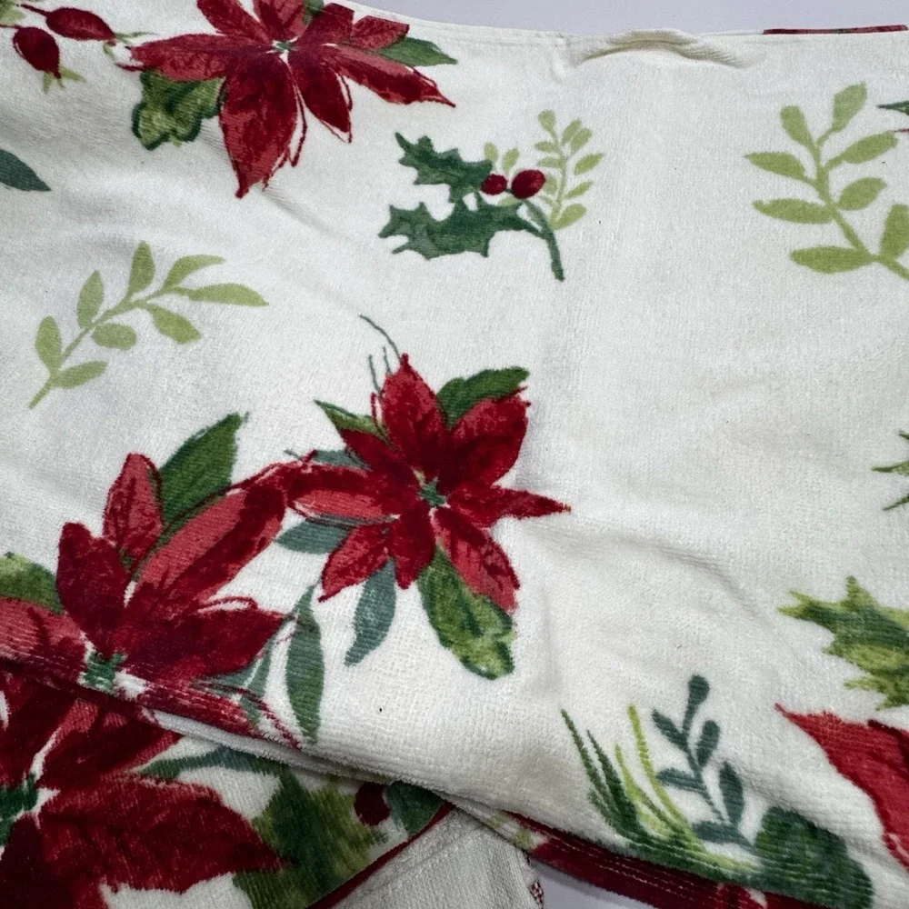 Lenox Winter Meadow 6 Pc Bath Hand Finger Tip Towel Set Poinsettia New Cotton